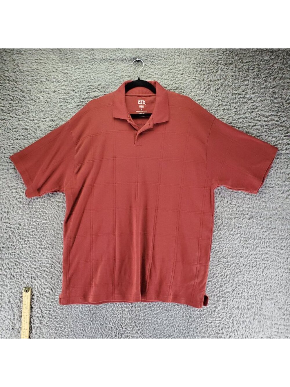 Haggar Shirt Mens XL Rust Red Polo EZs Cotton Blend Casual
